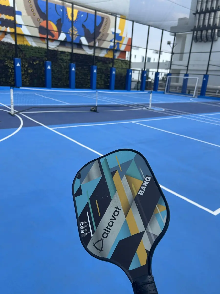 Pickleball paddle on the office court