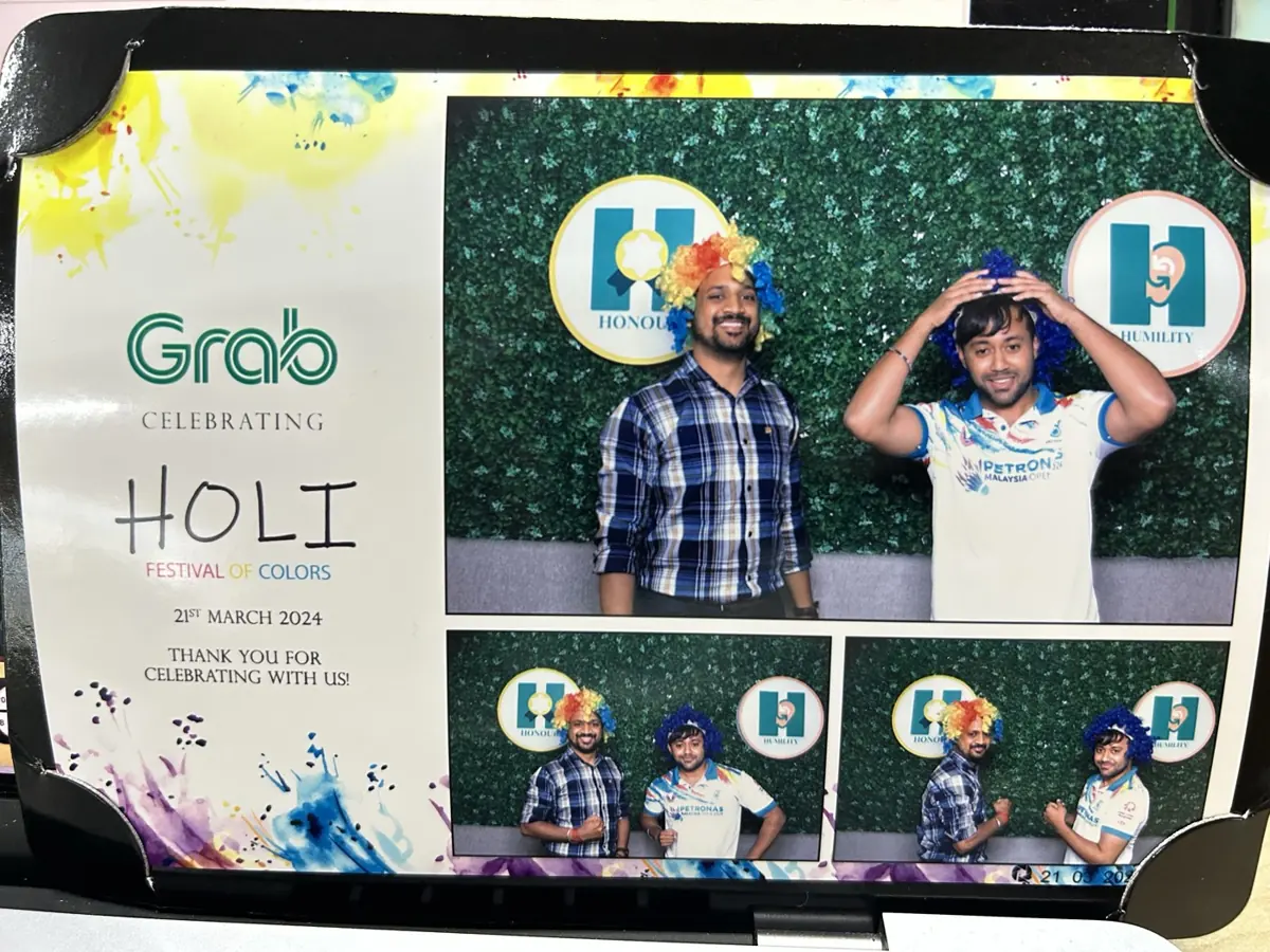Holi celebration photo booth at Grab